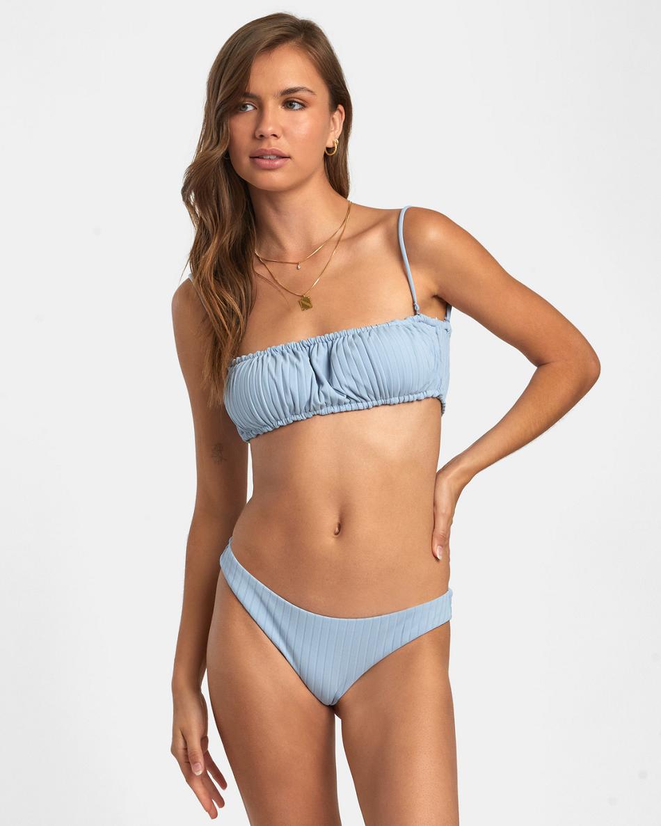 Abajo De Bikini Rvca Anchos Rib Cheeky Mujer Azules | ZCOMJ71506