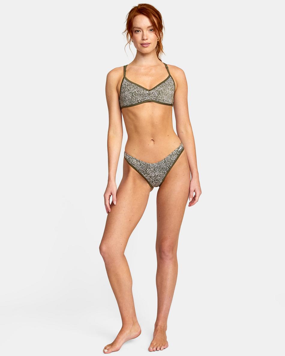 Abajo De Bikini Rvca Blocked Hi Leg Mujer Verde Oliva | CODFL85310