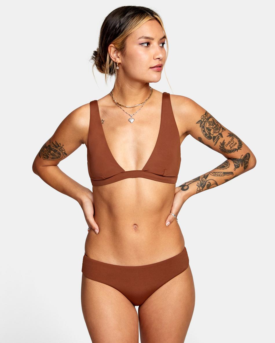 Abajo De Bikini Rvca Camille Solid Boyshort Mujer Cappuccino | TCOWZ76515