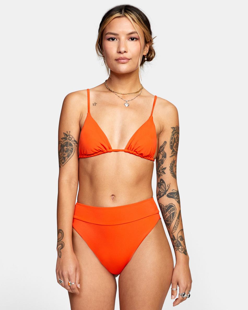 Abajo De Bikini Rvca High-Rise Cheeky Mujer Rojas Naranjas | SCONY10019