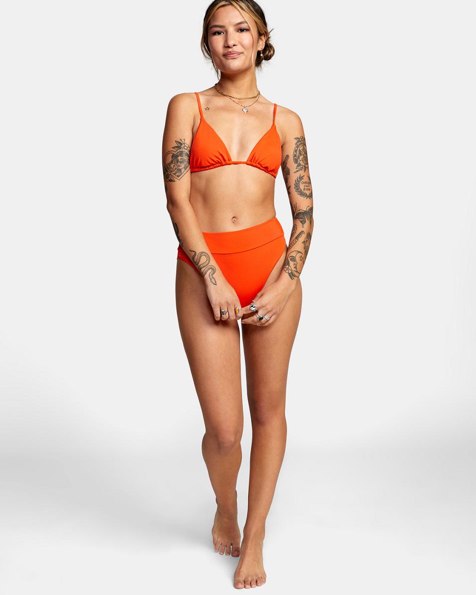 Abajo De Bikini Rvca High-Rise Cheeky Mujer Rojas Naranjas | SCONY10019