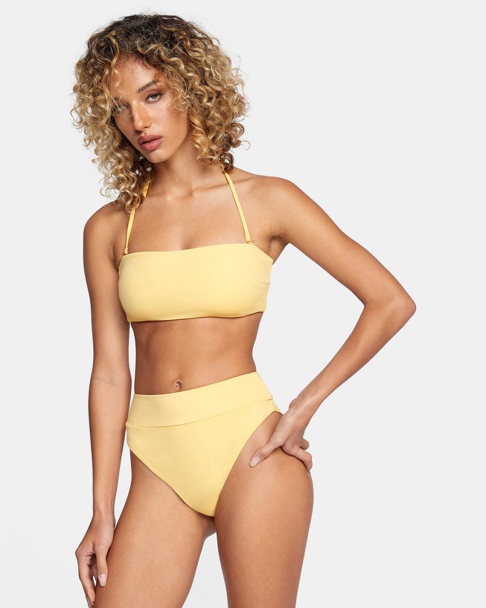 Abajo De Bikini Rvca High-Rise Cheeky Mujer Doradas | SCOVO13871