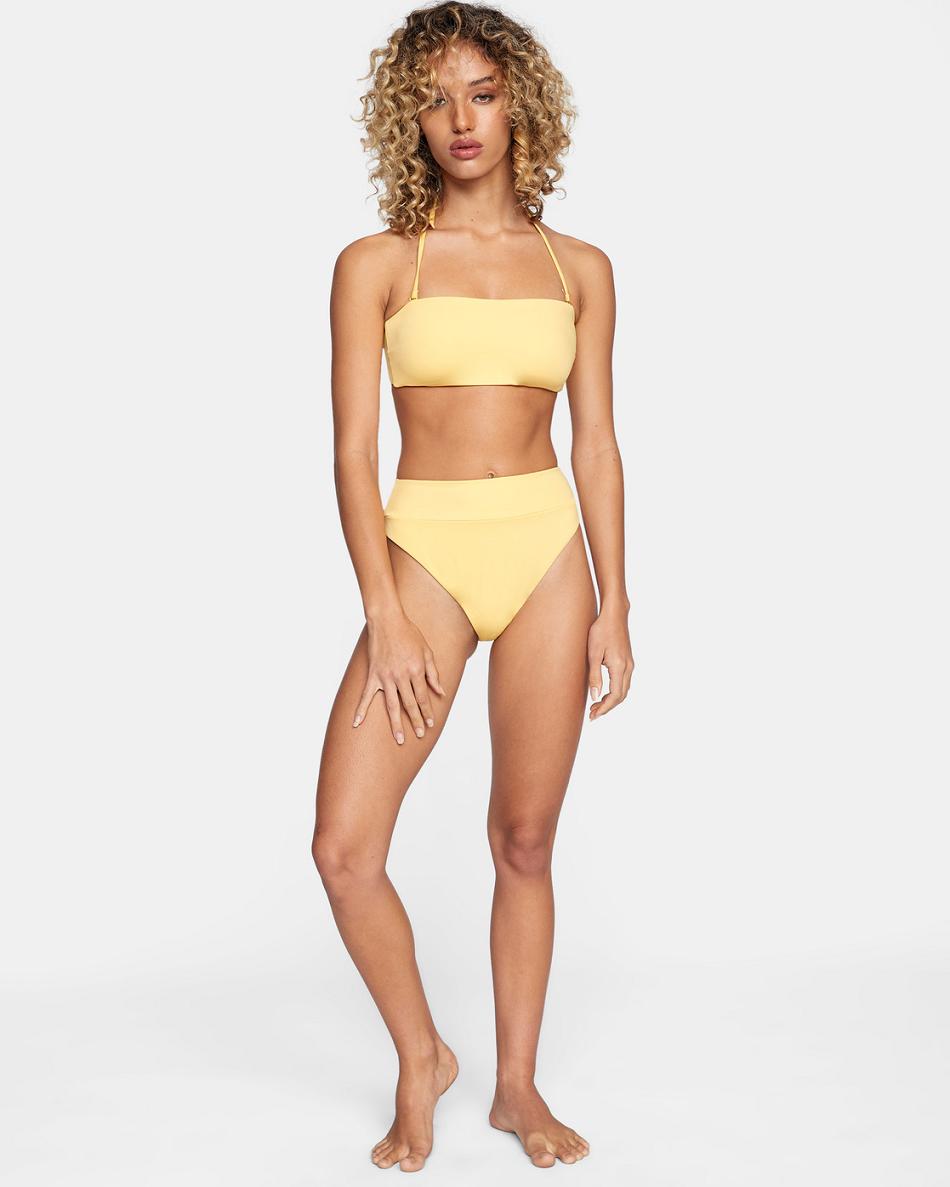 Abajo De Bikini Rvca High-Rise Cheeky Mujer Doradas | SCOVO13871