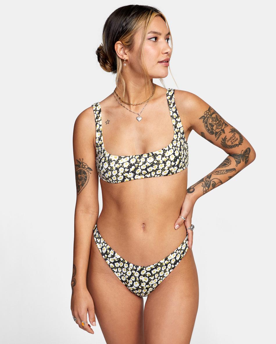 Abajo De Bikini Rvca June Bloom Skimpy French Mujer Negras | FCOUI10150