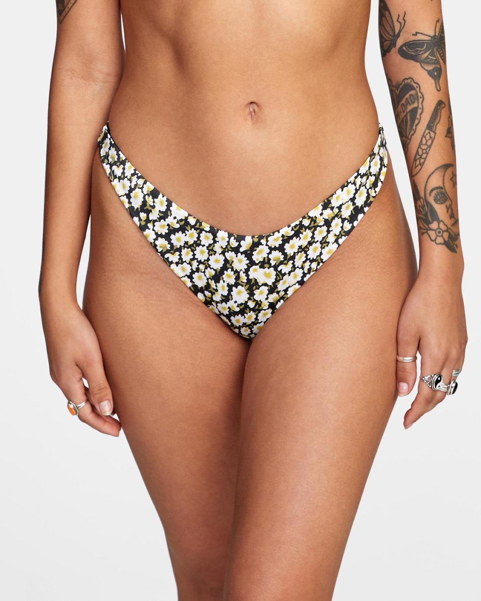 Abajo De Bikini Rvca June Bloom Skimpy French Mujer Negras | FCOUI10150