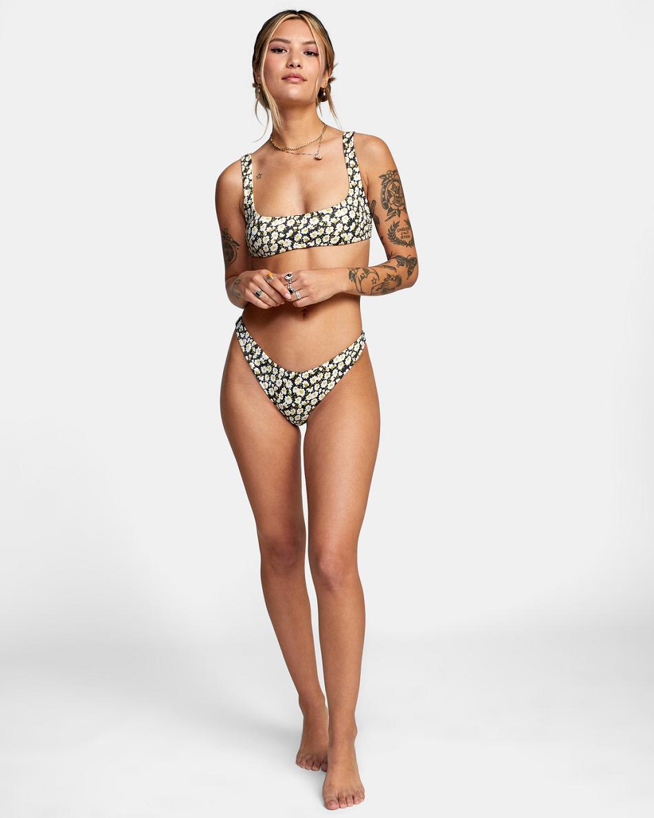 Abajo De Bikini Rvca June Bloom Skimpy French Mujer Negras | FCOUI10150