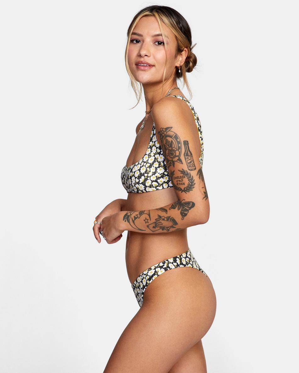 Abajo De Bikini Rvca June Bloom Skimpy French Mujer Negras | FCOUI10150