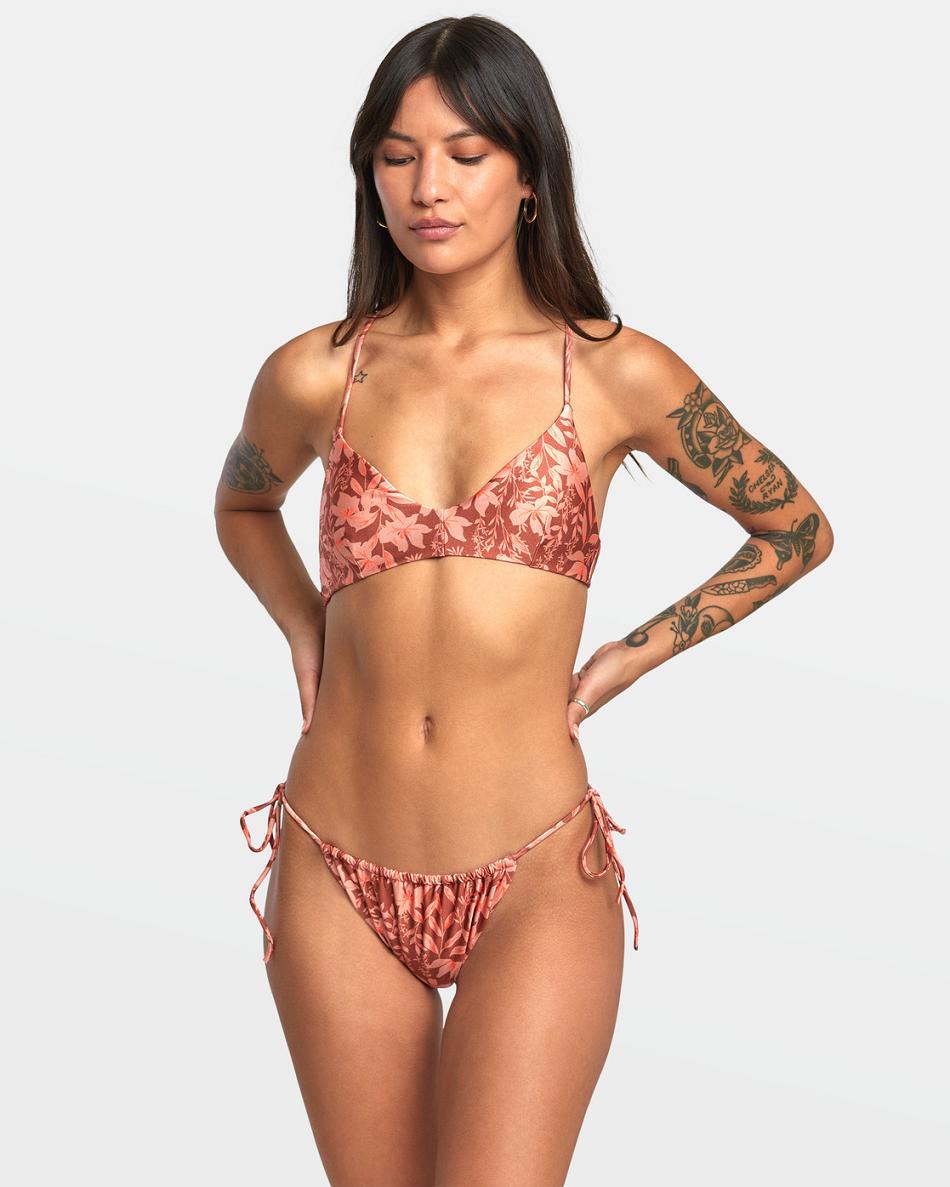 Abajo De Bikini Rvca Oasis Tie Skimpy Mujer Sandlewood | PCOQX32701