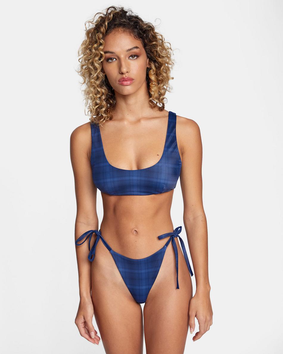 Abajo De Bikini Rvca Plaid City Skimpy Mujer Azules | FCOUI42786