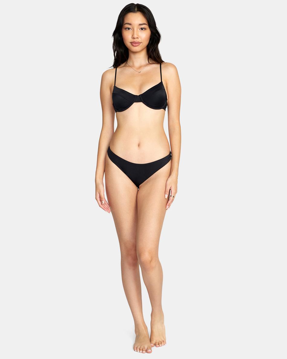 Abajo De Bikini Rvca Solid French Mujer Negras | ZCOMJ98034