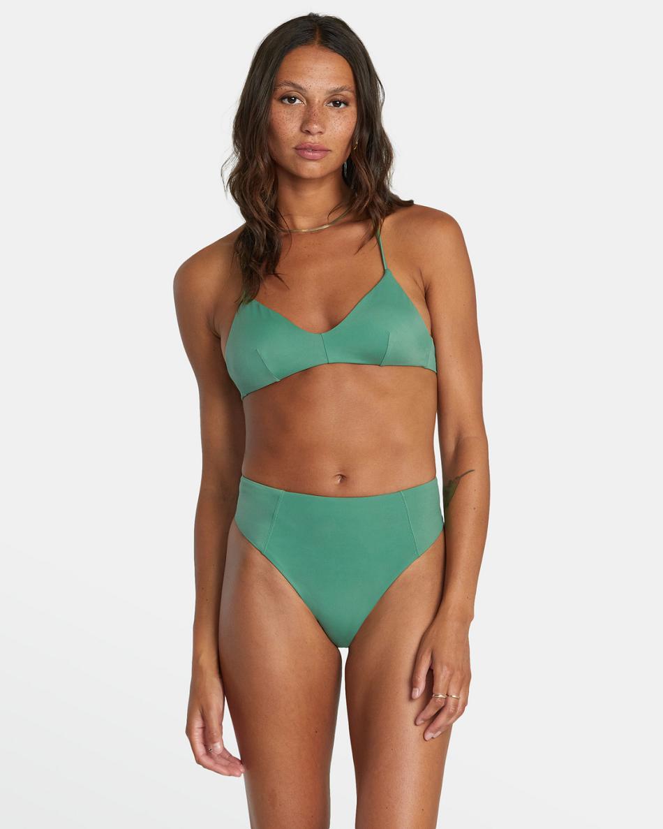 Abajo De Bikini Rvca Solid High Rise Cheeky Mujer Palm | COCVG99157