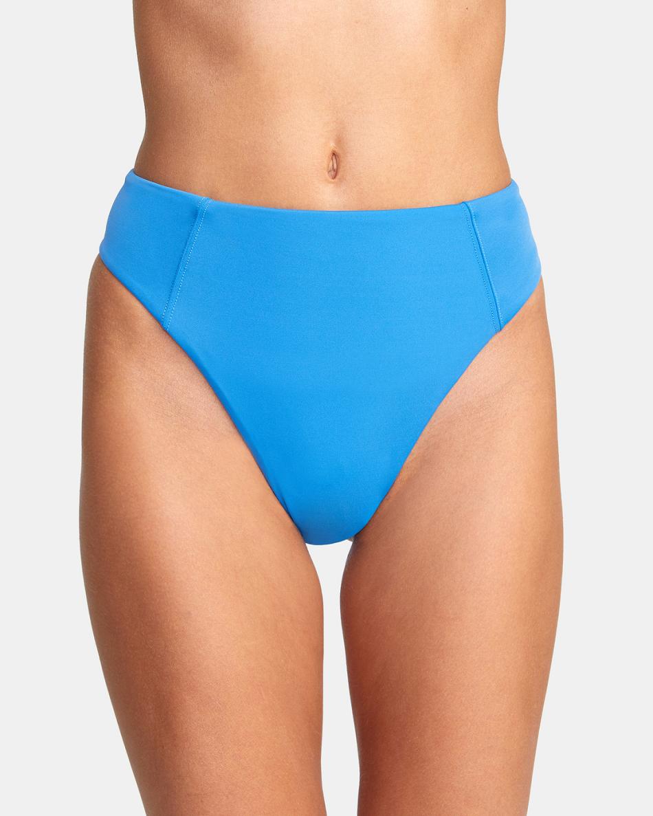 Abajo De Bikini Rvca Solid High Rise Cheeky Mujer Azules | GCOEC44414