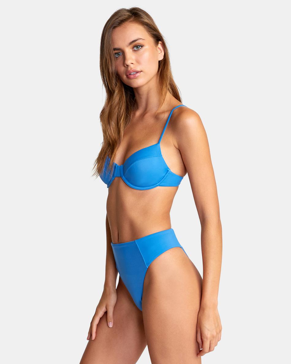 Abajo De Bikini Rvca Solid High Rise Cheeky Mujer Azules | GCOEC44414