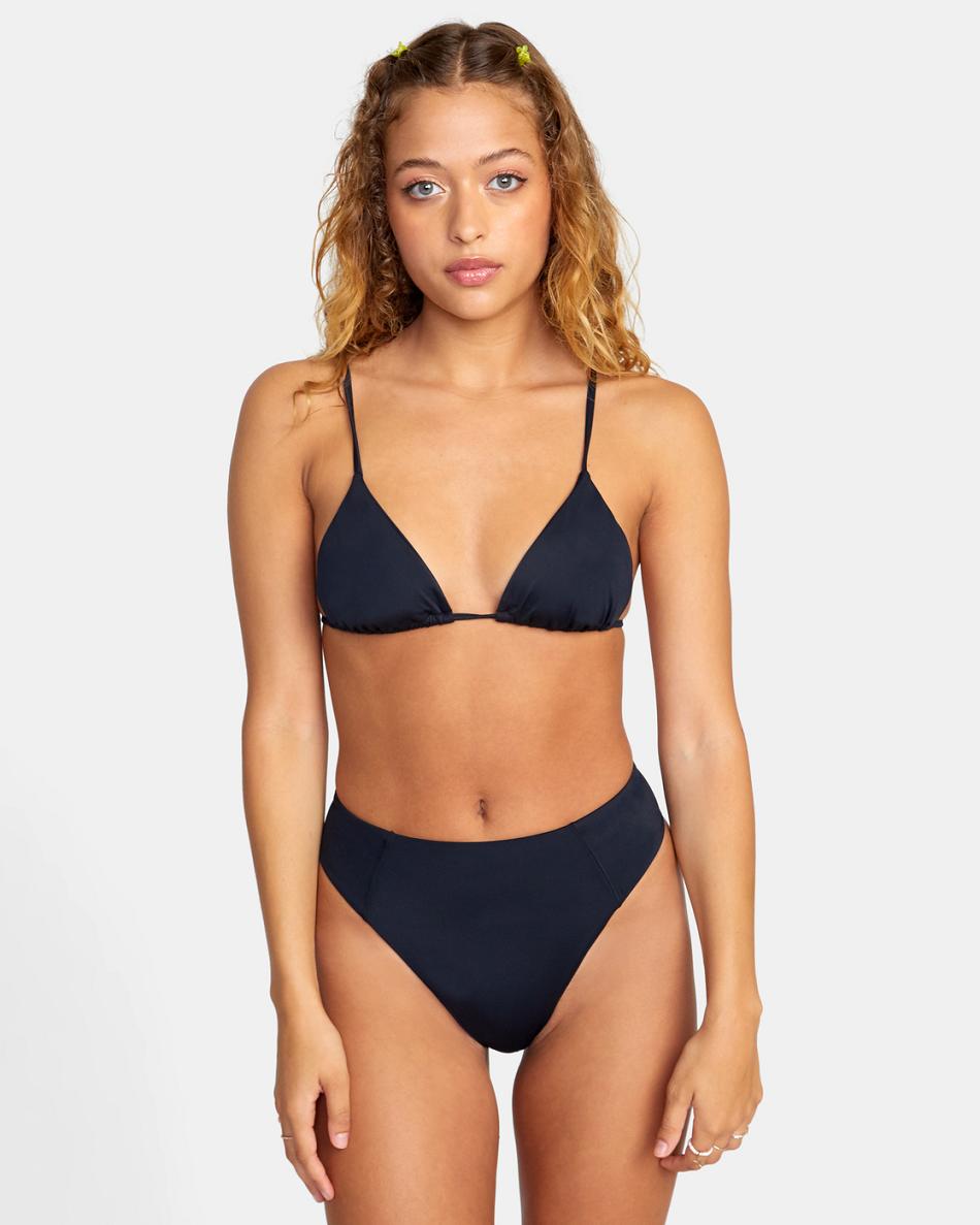 Abajo De Bikini Rvca Solid High Rise Cheeky Mujer Negras | QCOWA81996