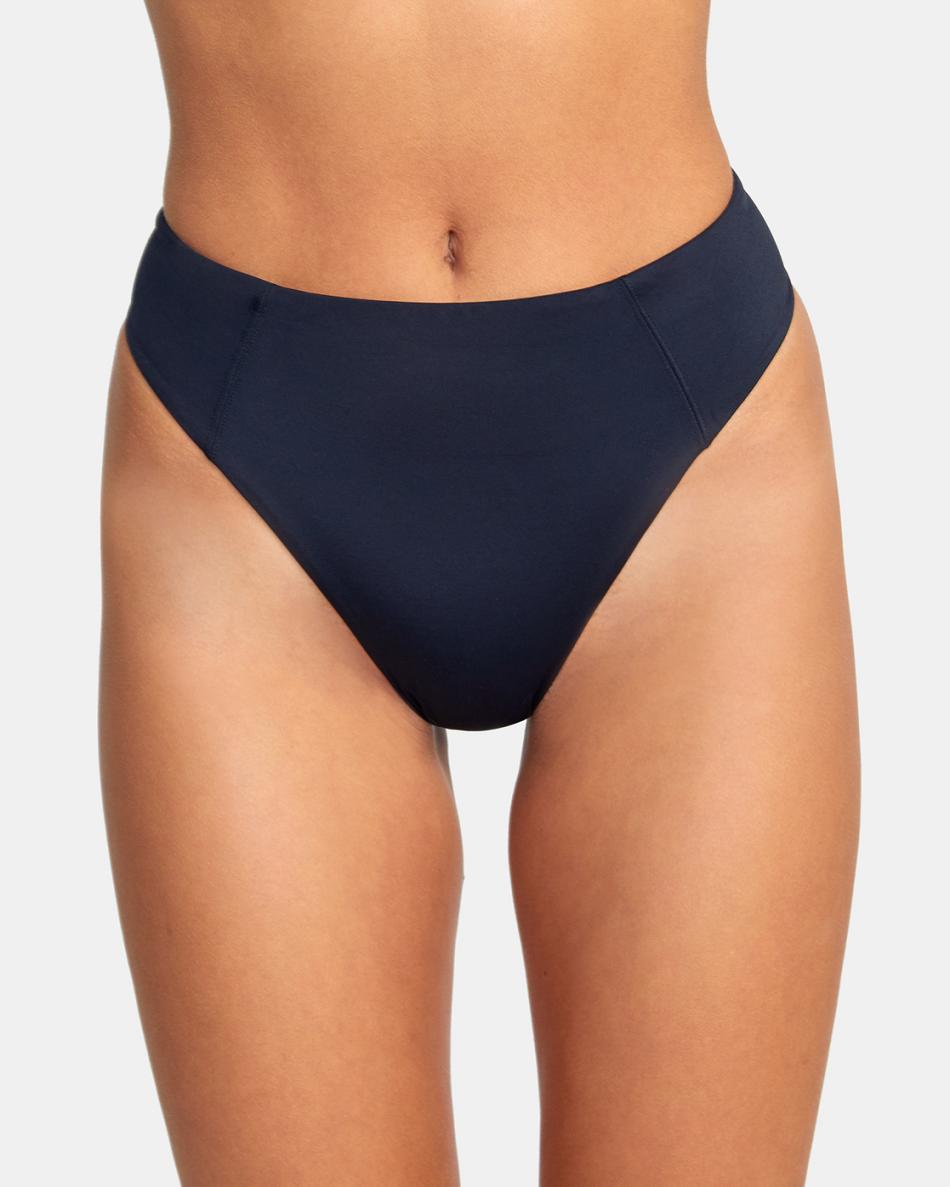 Abajo De Bikini Rvca Solid High Rise Cheeky Mujer Negras | QCOWA81996