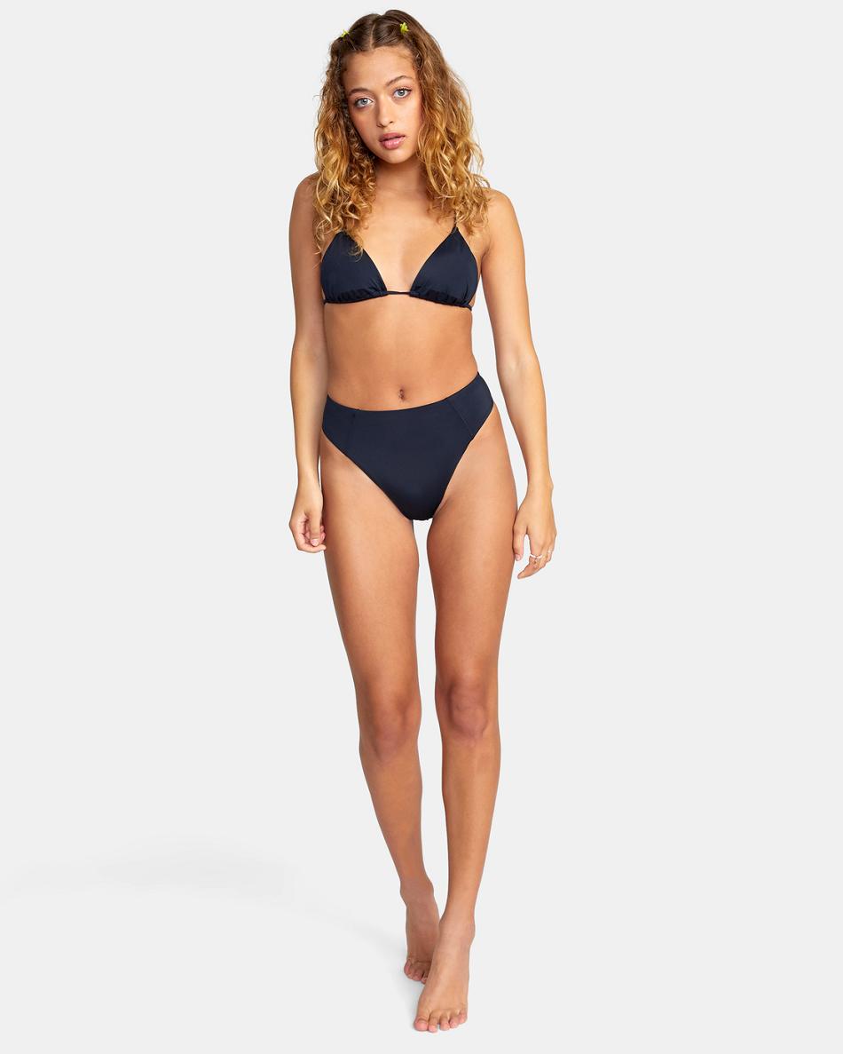 Abajo De Bikini Rvca Solid High Rise Cheeky Mujer Negras | QCOWA81996