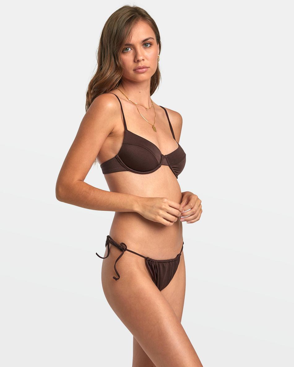 Abajo De Bikini Rvca Solid Shimmer Tie Skimpy Mujer Java | CONEJ25559