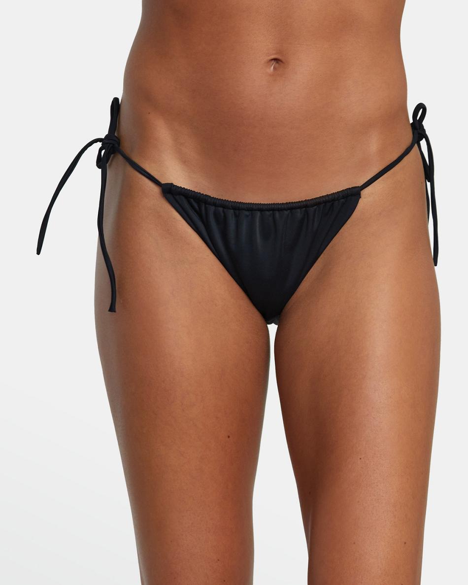 Abajo De Bikini Rvca Solid Tie Skimpy Mujer Negras | COJVR85617