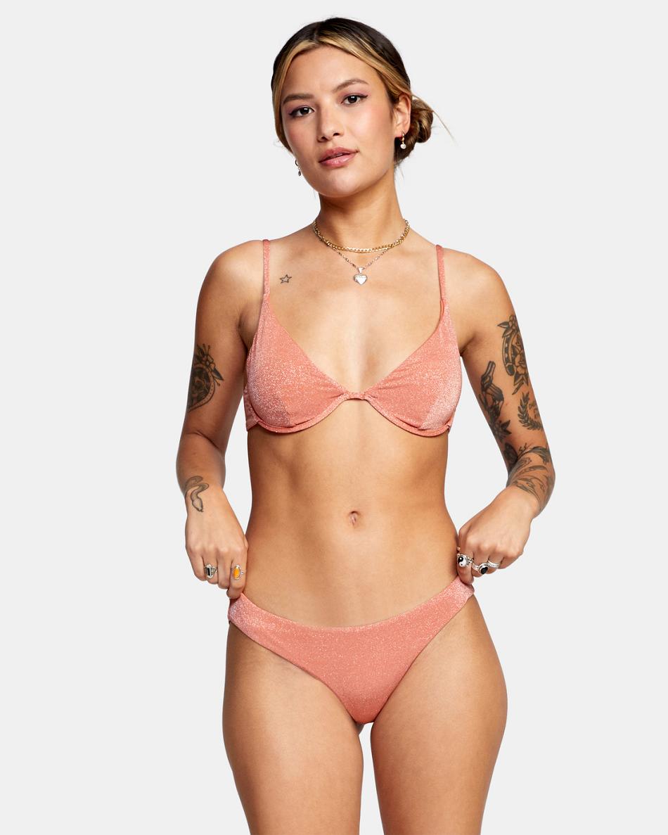 Abajo De Bikini Rvca Strata Low-Rise Cheeky Mujer Albaricoque | COICD23541