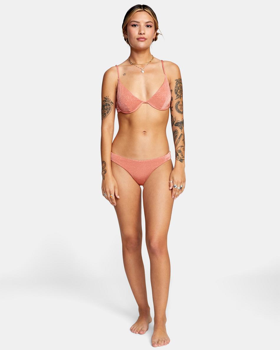 Abajo De Bikini Rvca Strata Low-Rise Cheeky Mujer Albaricoque | COICD23541