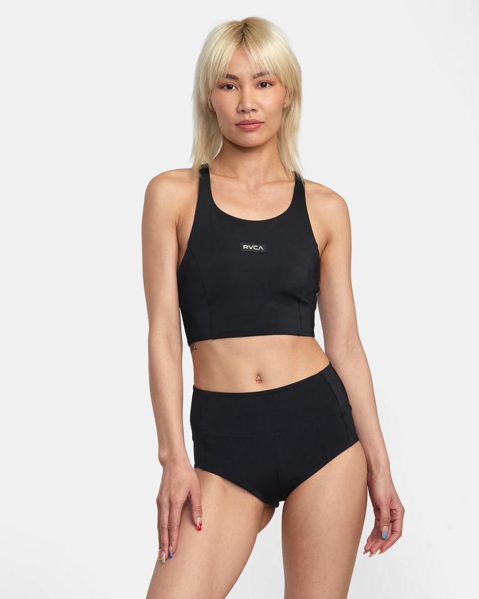 Abajo De Bikini Rvca VA Essential Solid High-Rise Cheeky Mujer Negras | YCOVQ64151