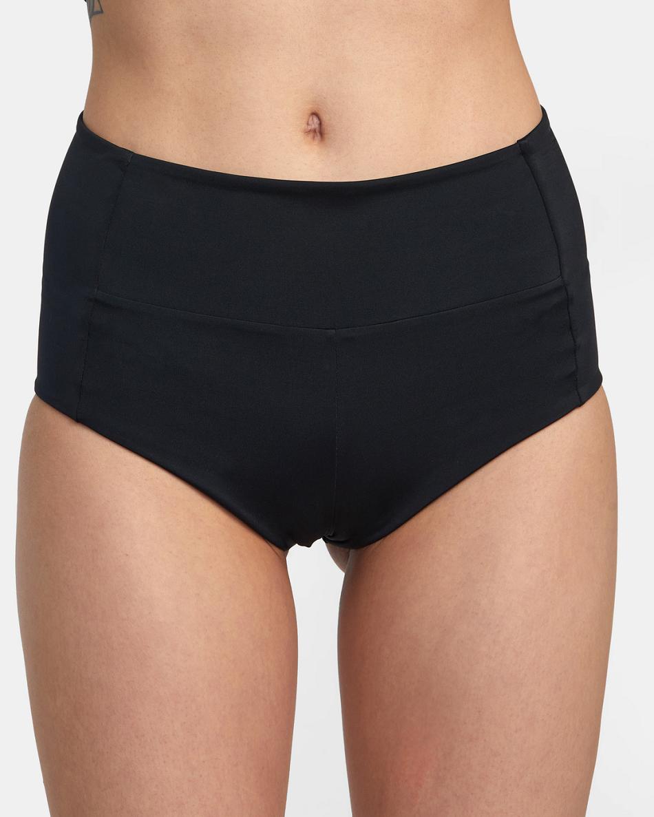 Abajo De Bikini Rvca VA Essential Solid High-Rise Cheeky Mujer Negras | YCOVQ64151