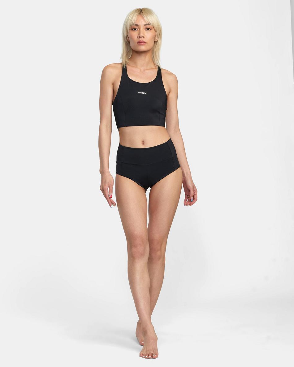 Abajo De Bikini Rvca VA Essential Solid High-Rise Cheeky Mujer Negras | YCOVQ64151