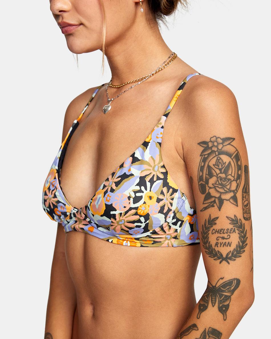 Arriba De Bikini Rvca Avant Gardner High Triangle Mujer Negras | MCOHR11881