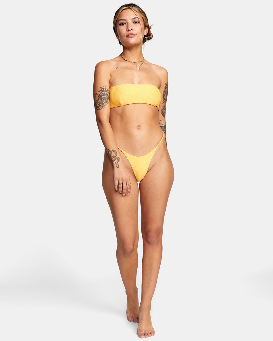 Arriba De Bikini Rvca Brightside Bandeau Mujer Marigold | COCIF65456