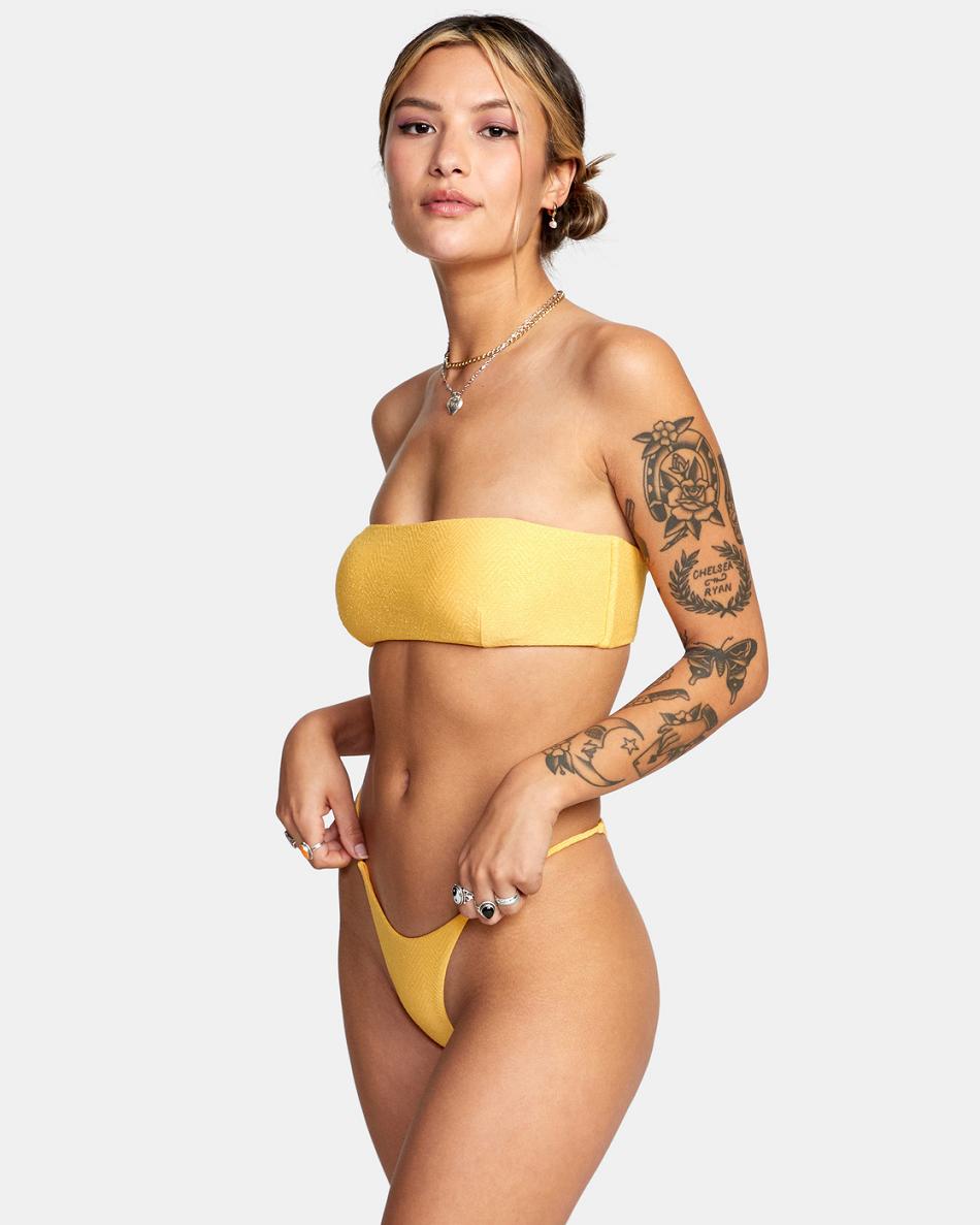 Arriba De Bikini Rvca Brightside Bandeau Mujer Marigold | COCIF65456