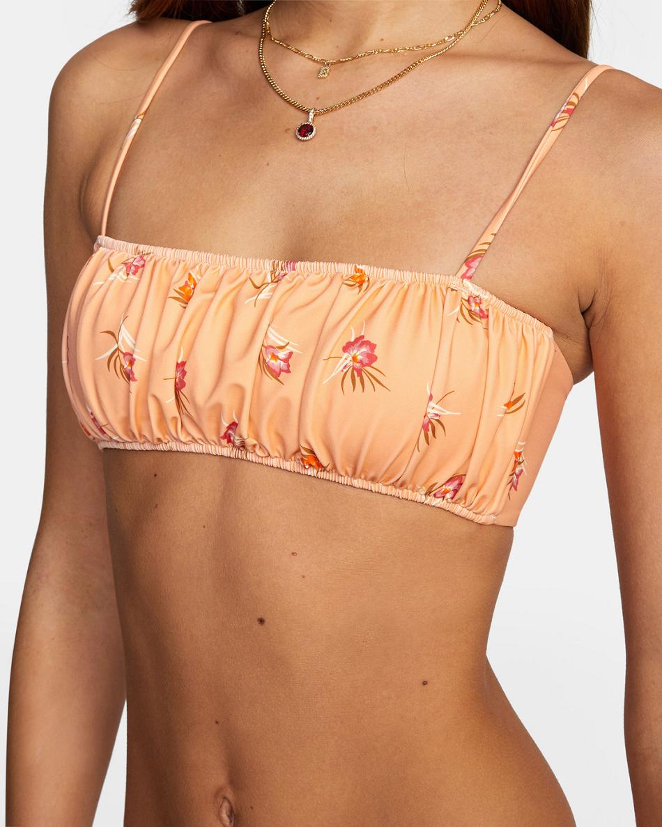 Arriba De Bikini Rvca Easy To Love Bandeau Mujer Coral | MCOHR98106