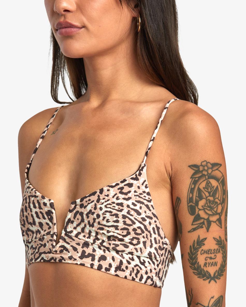 Arriba De Bikini Rvca Meow V-Wire Crop Top Mujer Java | UCOND16315