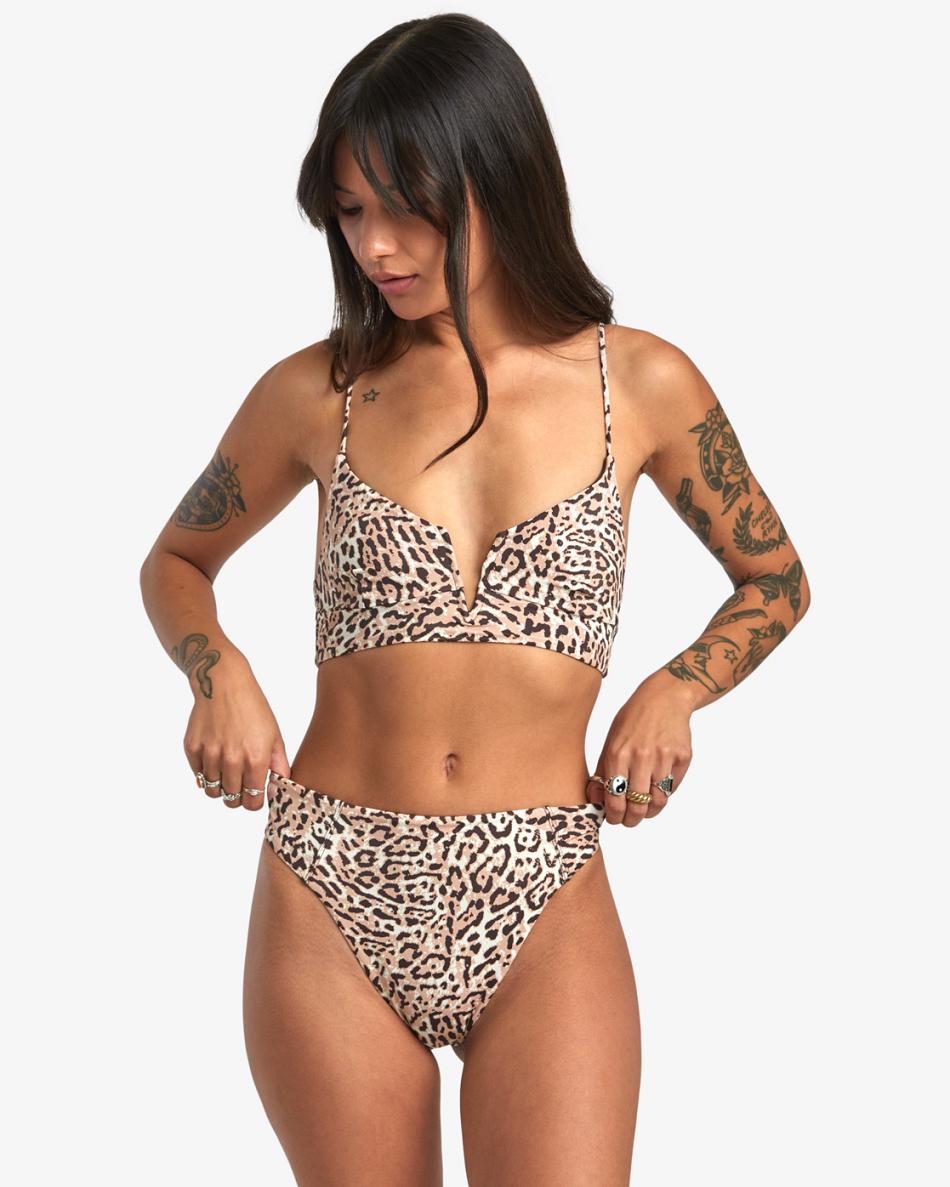 Arriba De Bikini Rvca Meow V-Wire Crop Top Mujer Java | UCOND16315