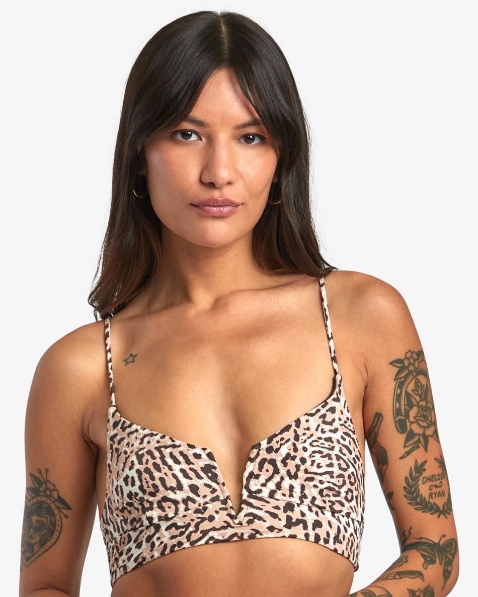 Arriba De Bikini Rvca Meow V-Wire Crop Top Mujer Java | UCOND16315