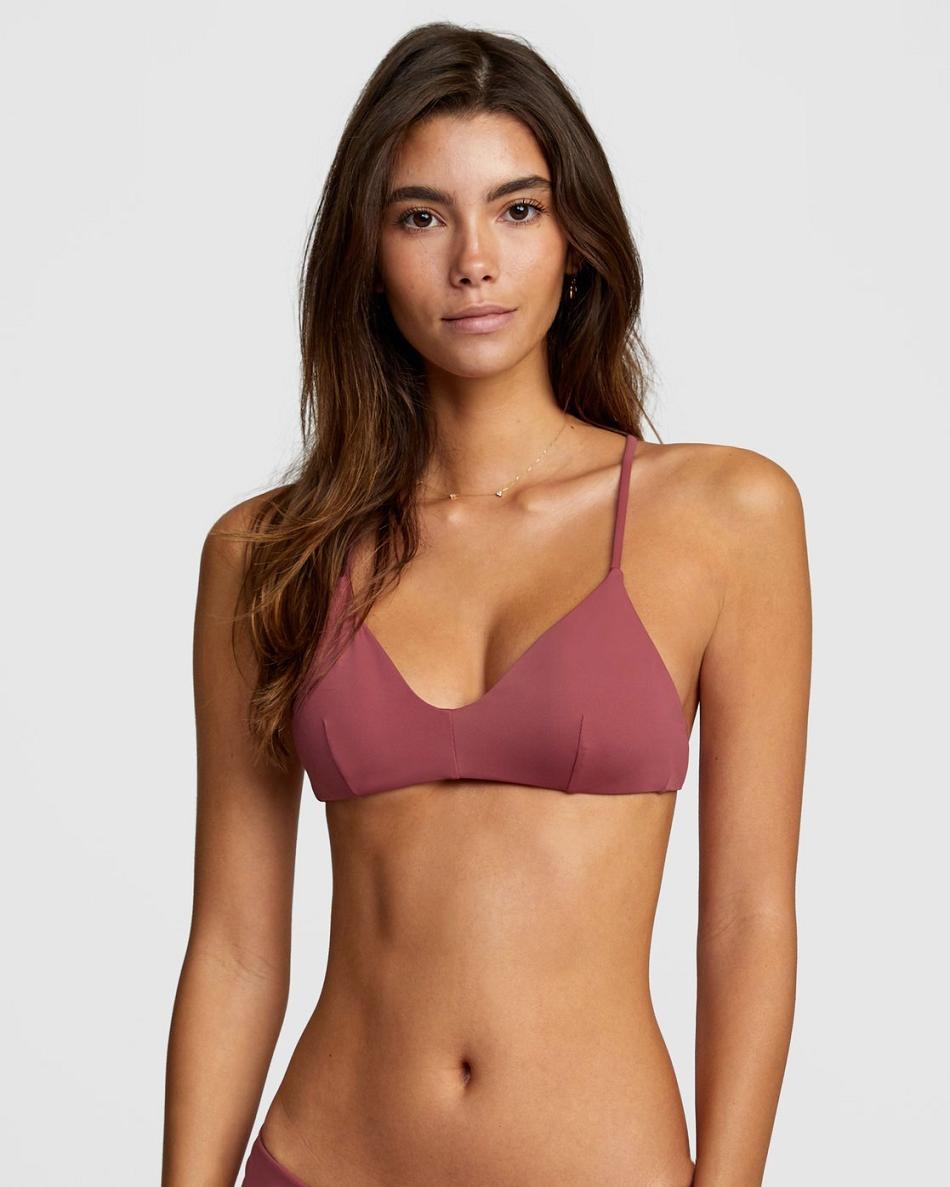 Arriba De Bikini Rvca Solid Crossback Mujer Plum Berry | COEAH45916