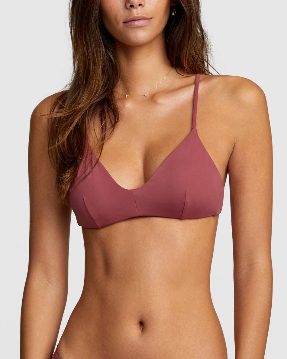 Arriba De Bikini Rvca Solid Crossback Mujer Plum Berry | COEAH45916