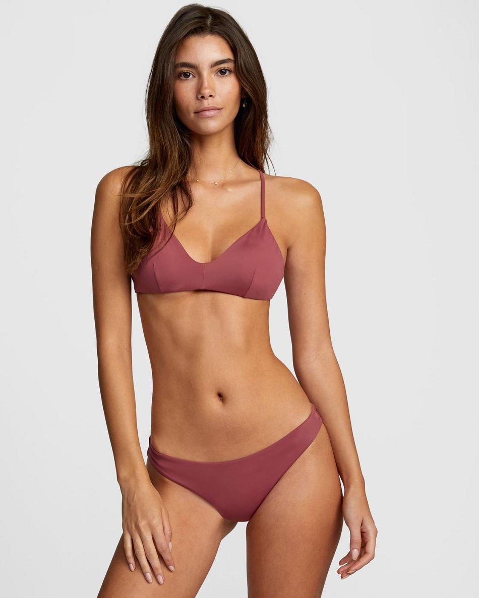 Arriba De Bikini Rvca Solid Crossback Mujer Plum Berry | COEAH45916