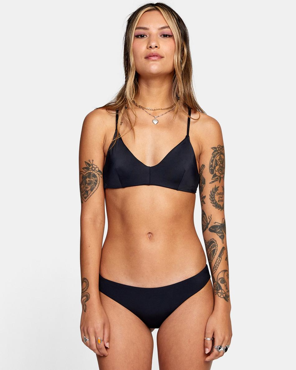 Arriba De Bikini Rvca Solid Crossback Mujer Negras | COQCS29091