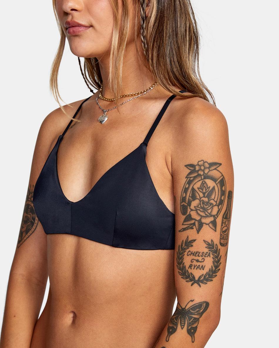 Arriba De Bikini Rvca Solid Crossback Mujer Negras | COQCS29091