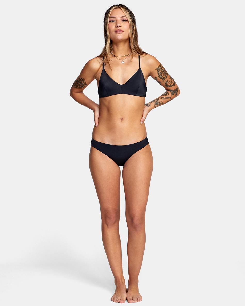 Arriba De Bikini Rvca Solid Crossback Mujer Negras | COQCS29091