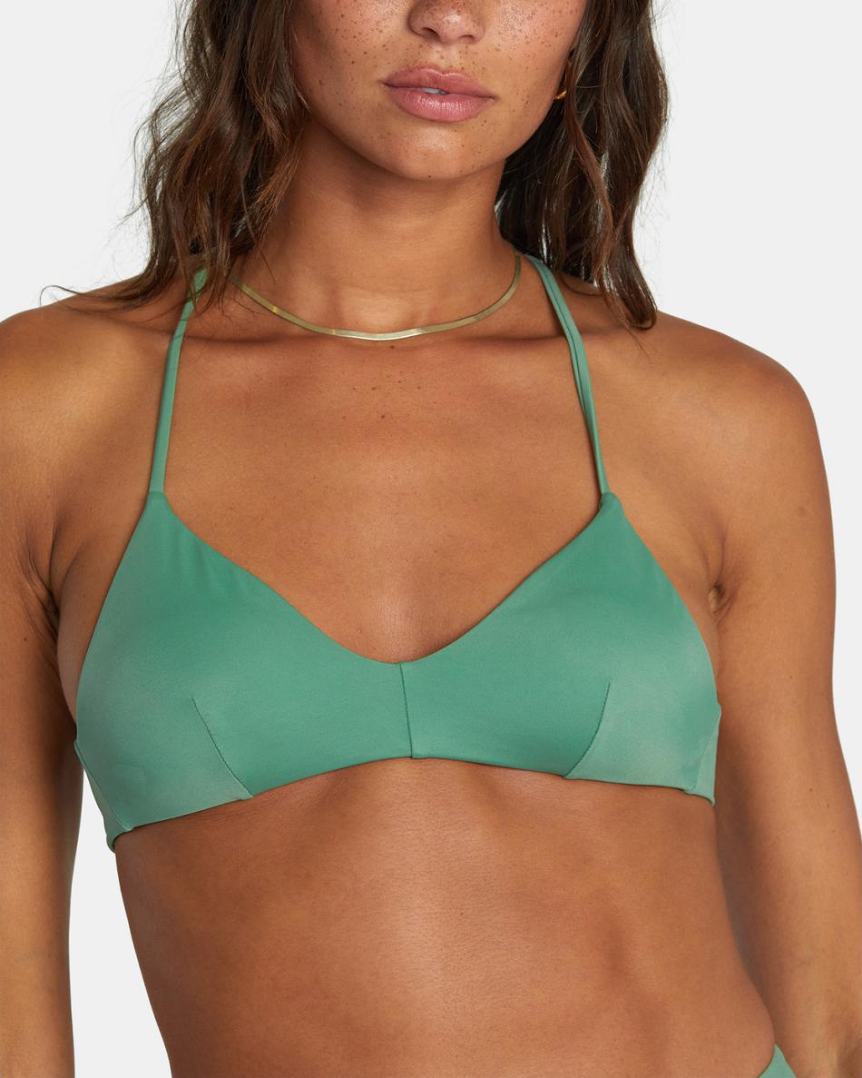 Arriba De Bikini Rvca Solid Crossback Mujer Palm | DCOKV47849