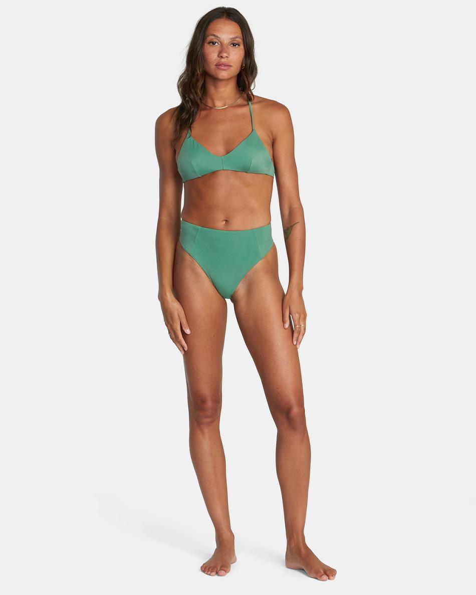 Arriba De Bikini Rvca Solid Crossback Mujer Palm | DCOKV47849