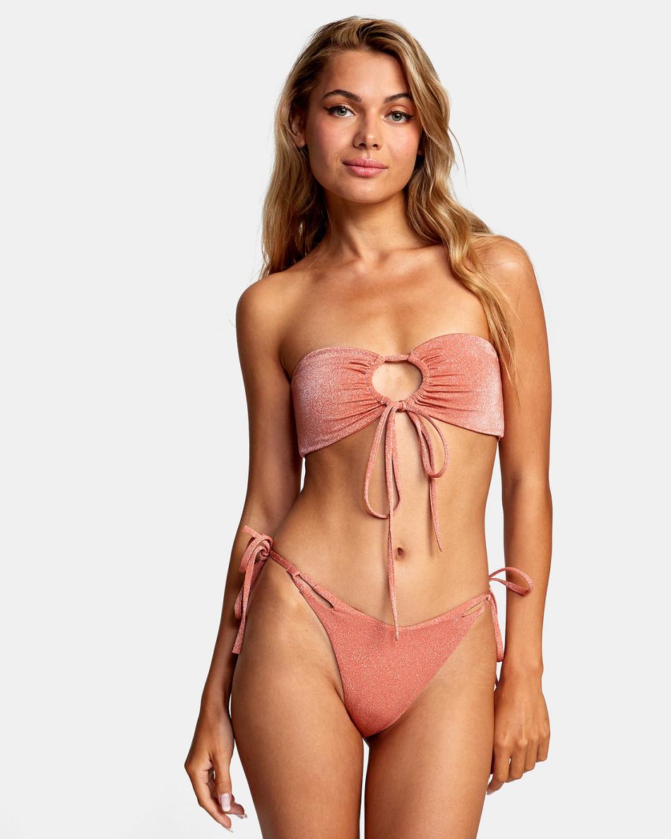 Arriba De Bikini Rvca Strata Bandeau Mujer Albaricoque | QCOUV55194