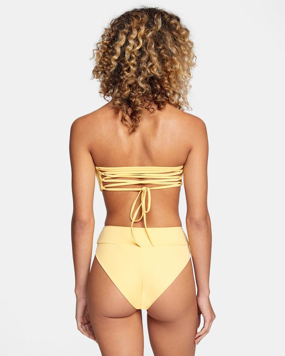 Arriba De Bikini Rvca Tie-Back Halter Bandeau Mujer Doradas | COIIZ40534