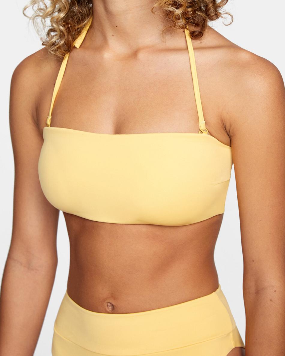 Arriba De Bikini Rvca Tie-Back Halter Bandeau Mujer Doradas | COIIZ40534