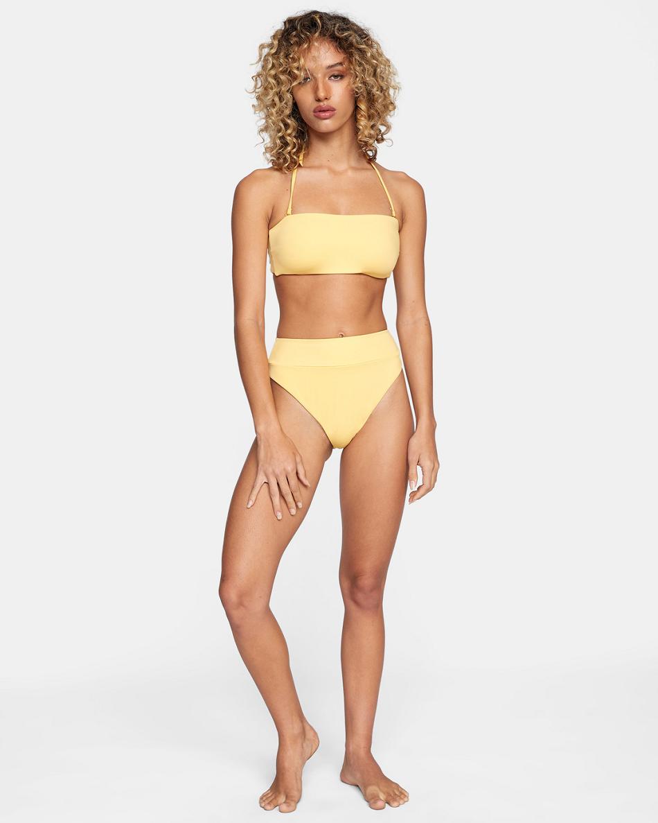 Arriba De Bikini Rvca Tie-Back Halter Bandeau Mujer Doradas | COIIZ40534