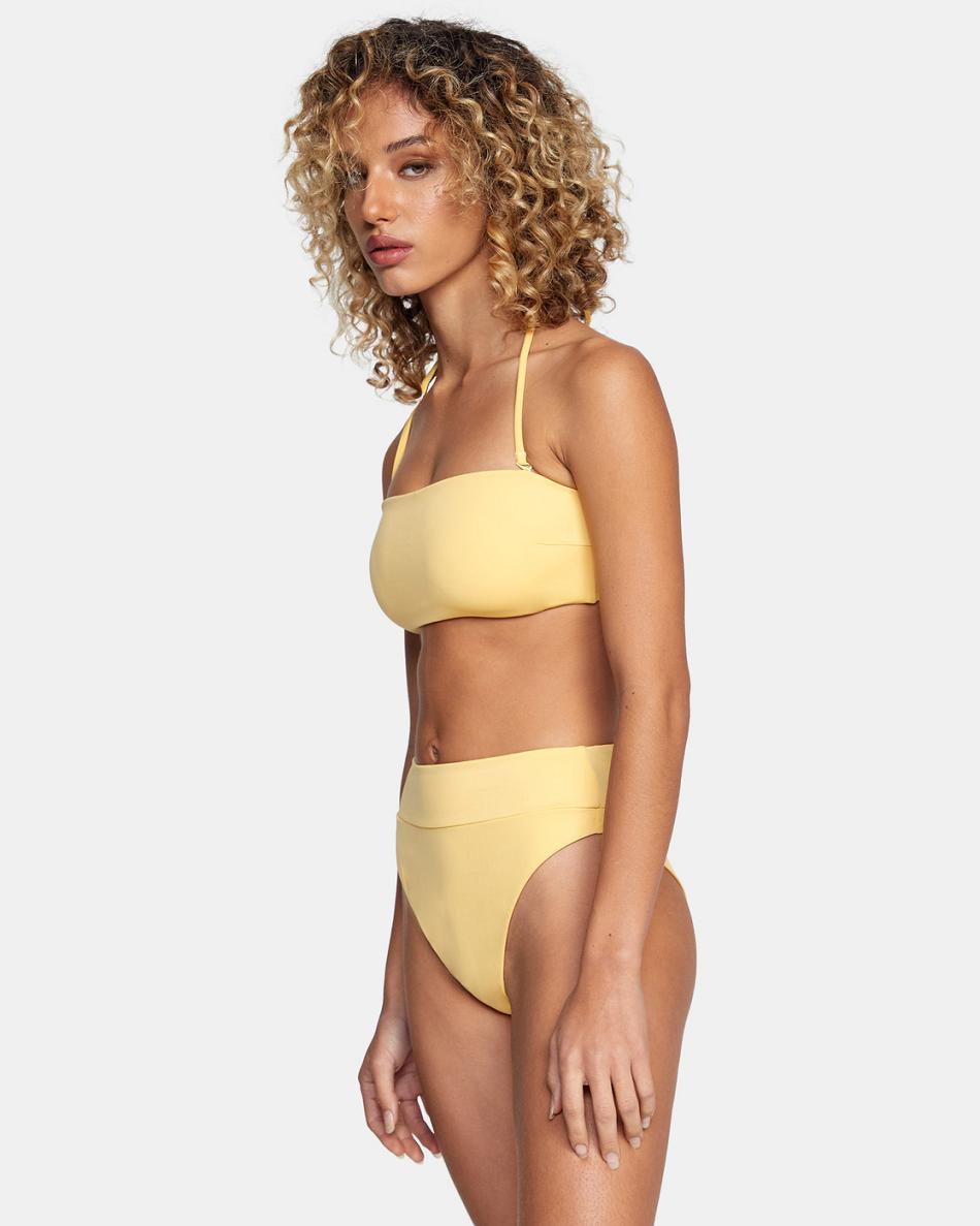 Arriba De Bikini Rvca Tie-Back Halter Bandeau Mujer Doradas | COIIZ40534