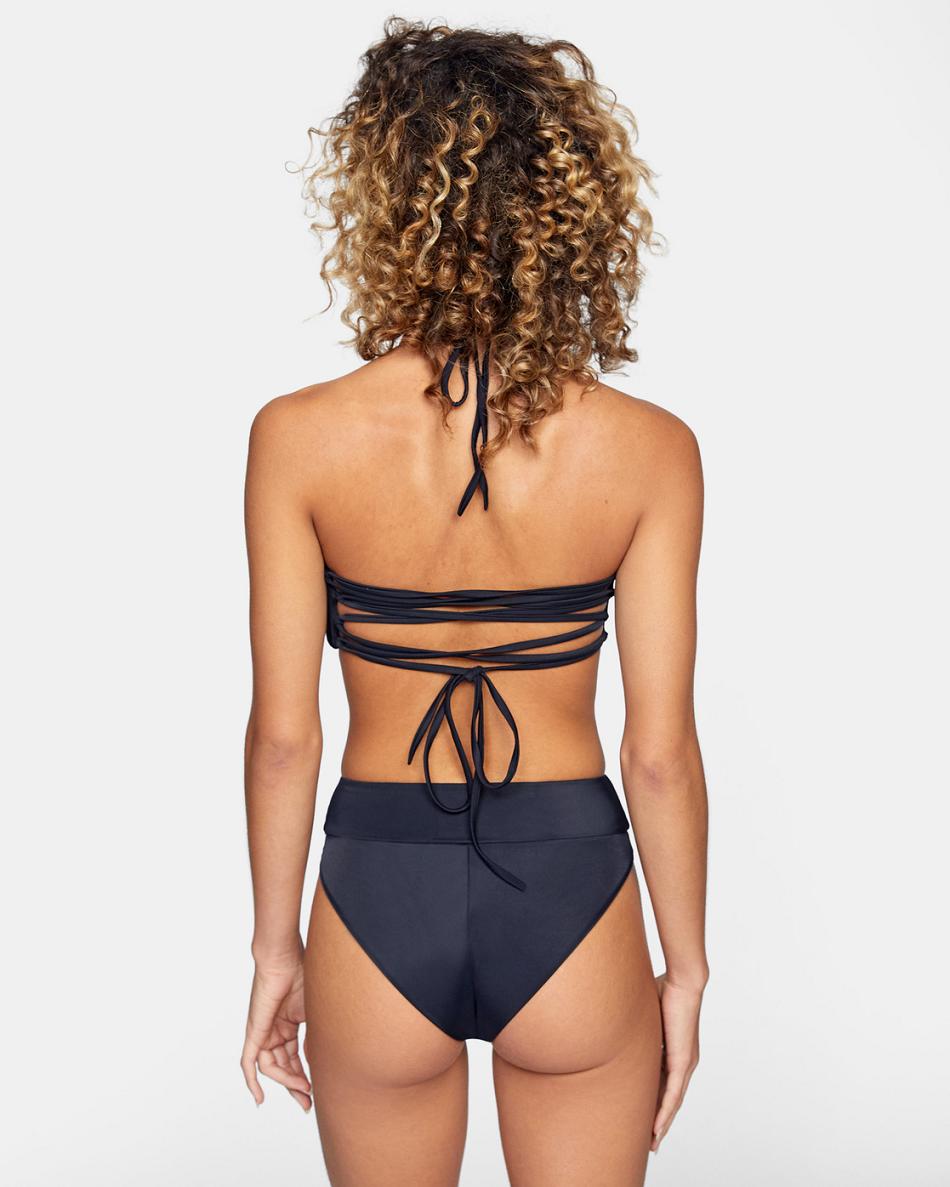 Arriba De Bikini Rvca Tie-Back Halter Bandeau Mujer Negras | ECOHC36280