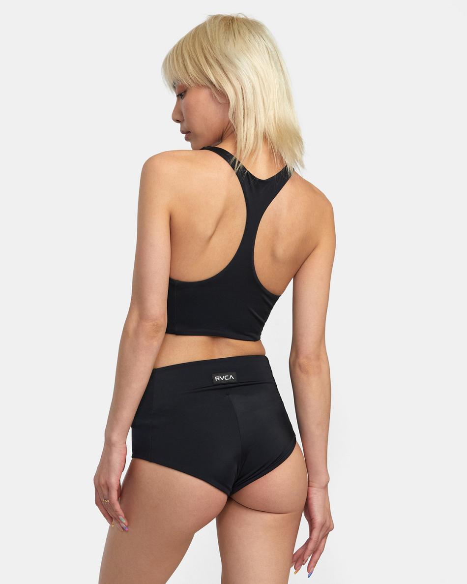 Arriba De Bikini Rvca VA Essential Solid High Neck Racerback Mujer Negras | COZPD36711