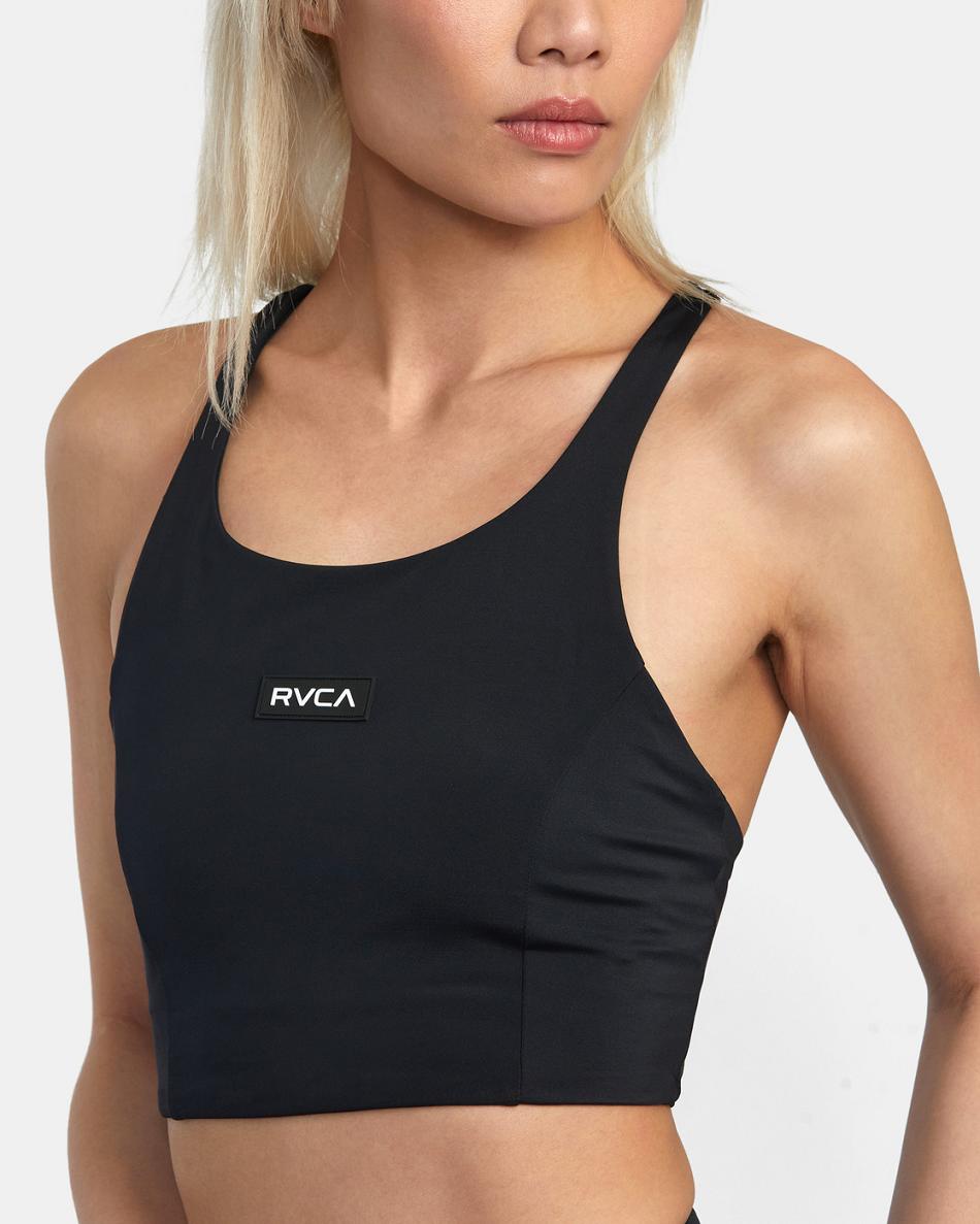 Arriba De Bikini Rvca VA Essential Solid High Neck Racerback Mujer Negras | COZPD36711